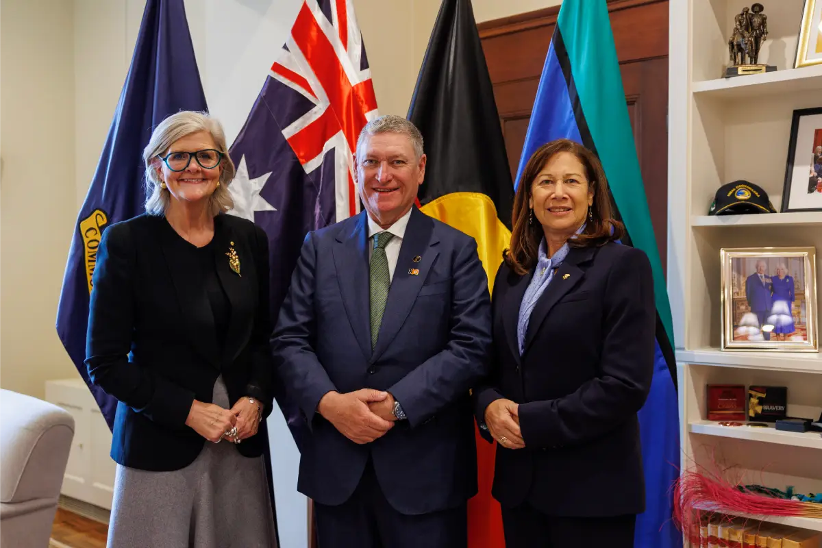 His Honour poses for a group photo with the Honourable Ms Sam Mostyn AC, Governor-General of the Commonwealth of Australia 